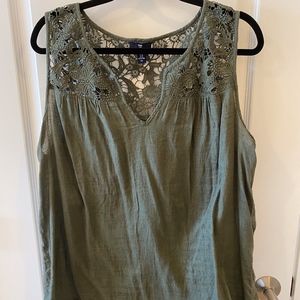 Gap Olive Green Tank Top with Lace Top